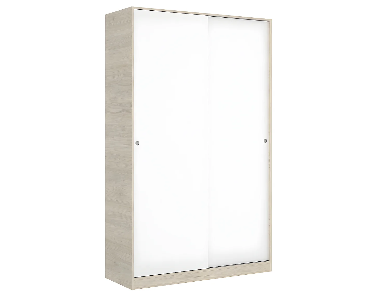 Armoire à portes coulissantes coloris naturel/blanc brillant - Longueur 120 x Profondeur 50 x Hauteur 204 cm