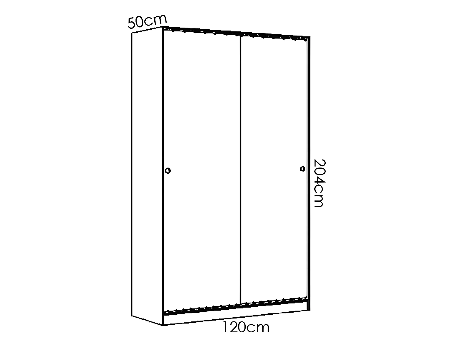 Armoire à portes coulissantes coloris naturel/blanc brillant - Longueur 120 x Profondeur 50 x Hauteur 204 cm