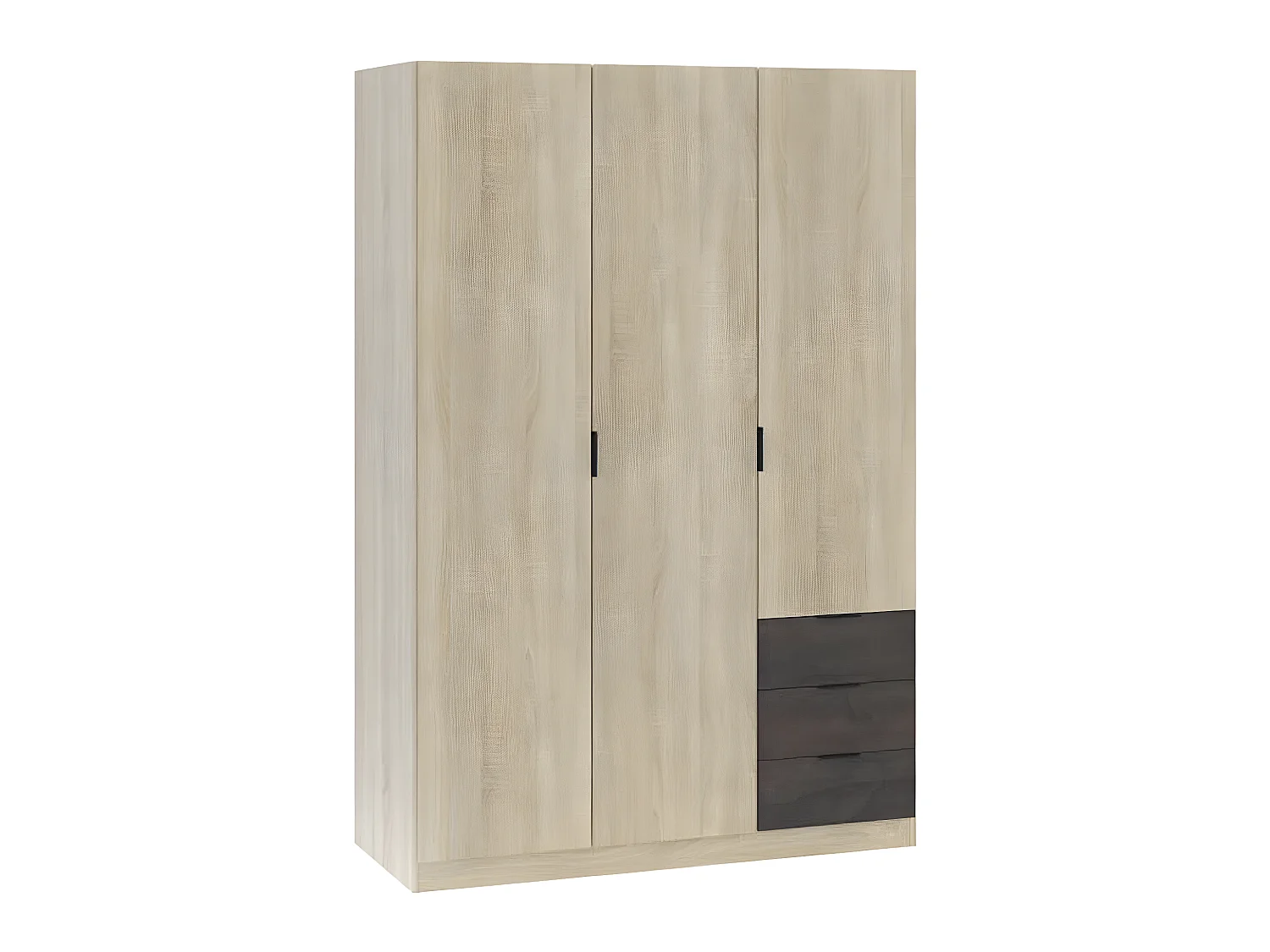 Armoire de rangement de 3 portes coloris chêne canadien - Dim : L.121 x H.180 x P.52 cm