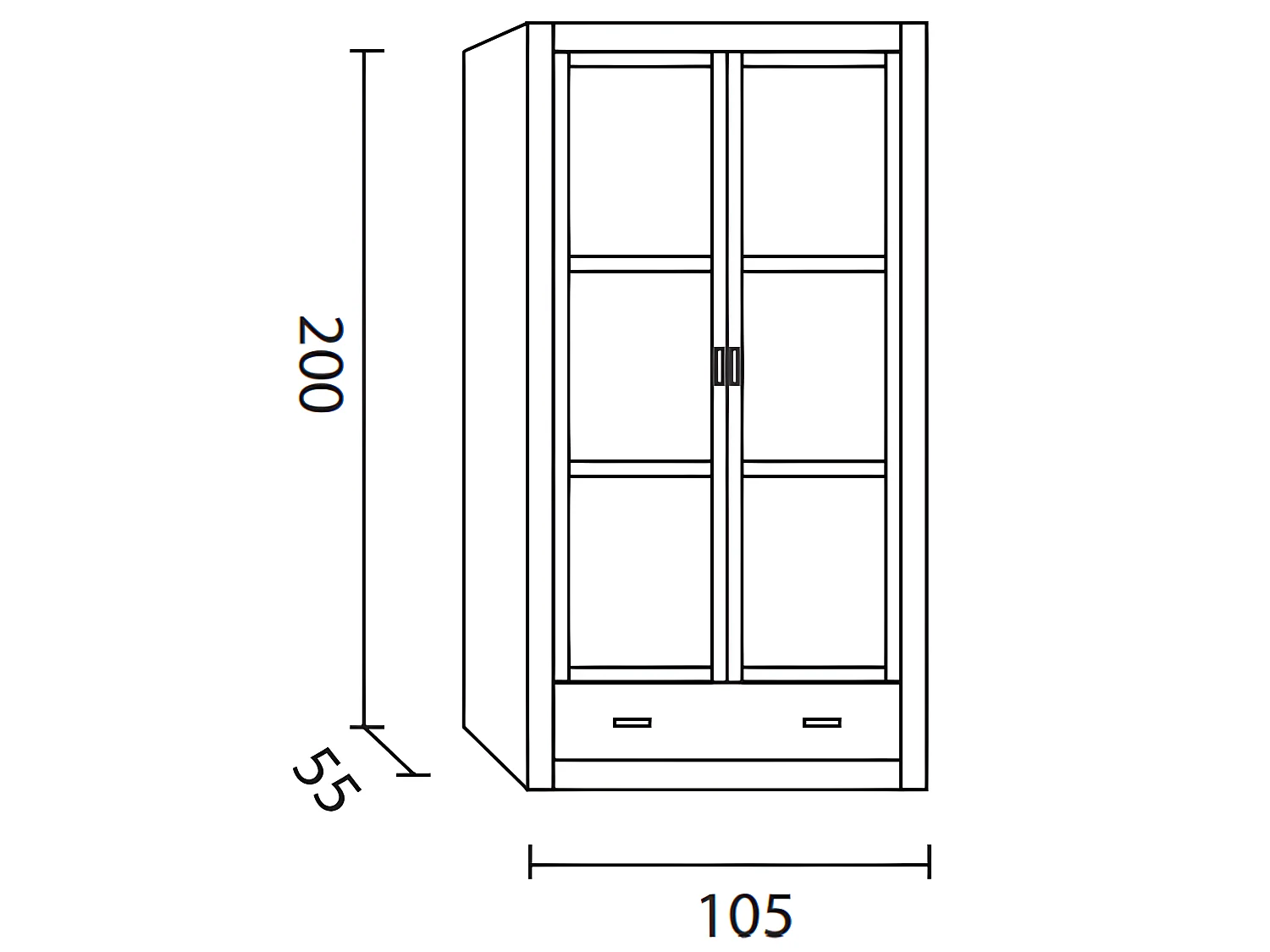 Armoire meuble de rangement en pin massif coloris cerisier - Longueur 105 x Profondeur 55 x Hauteur 200 cm