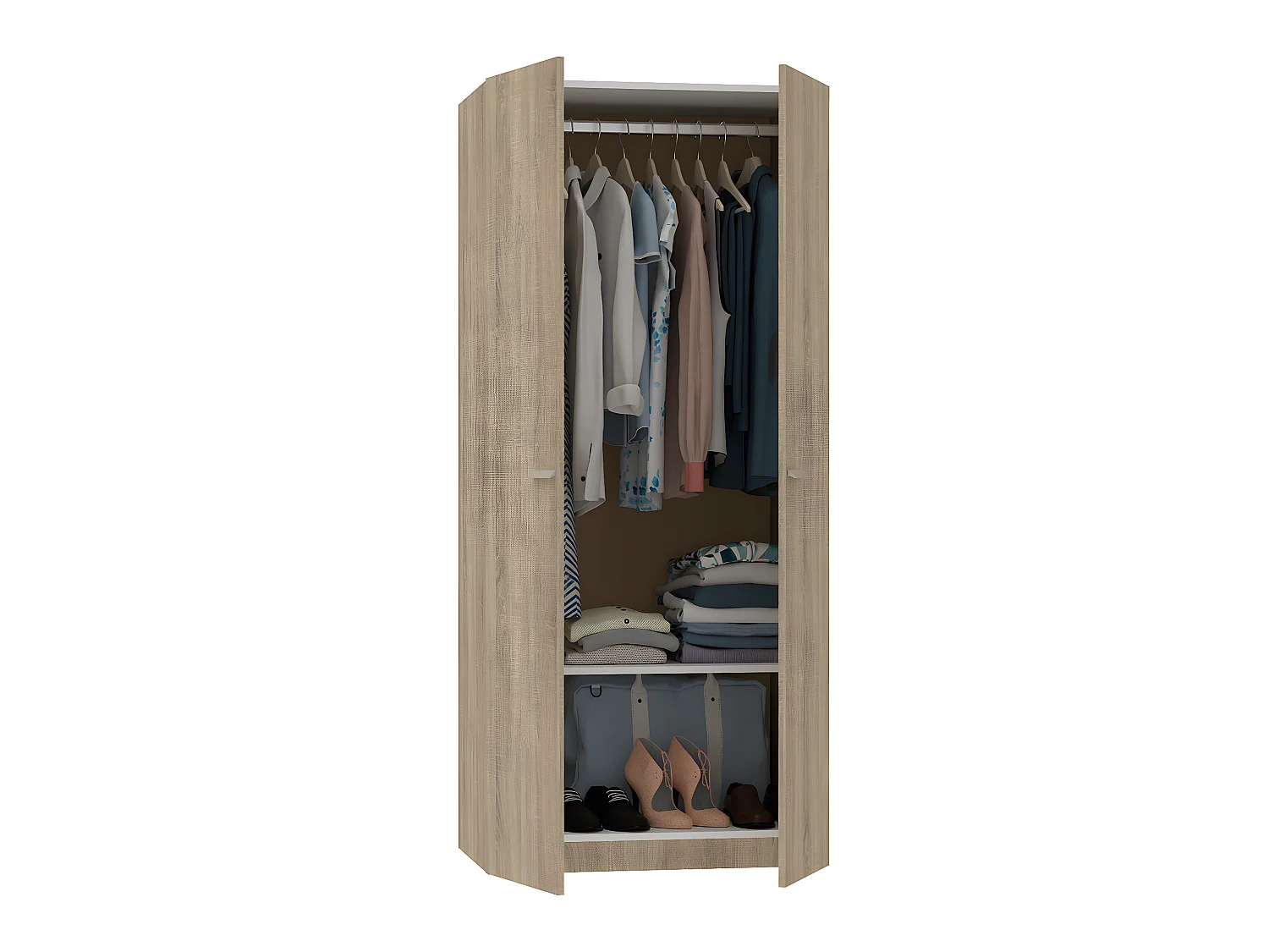 Armoire placard / meuble de rangement coloris cambrian - Hauteur 180 x Longueur 79 x Profondeur 52 cm