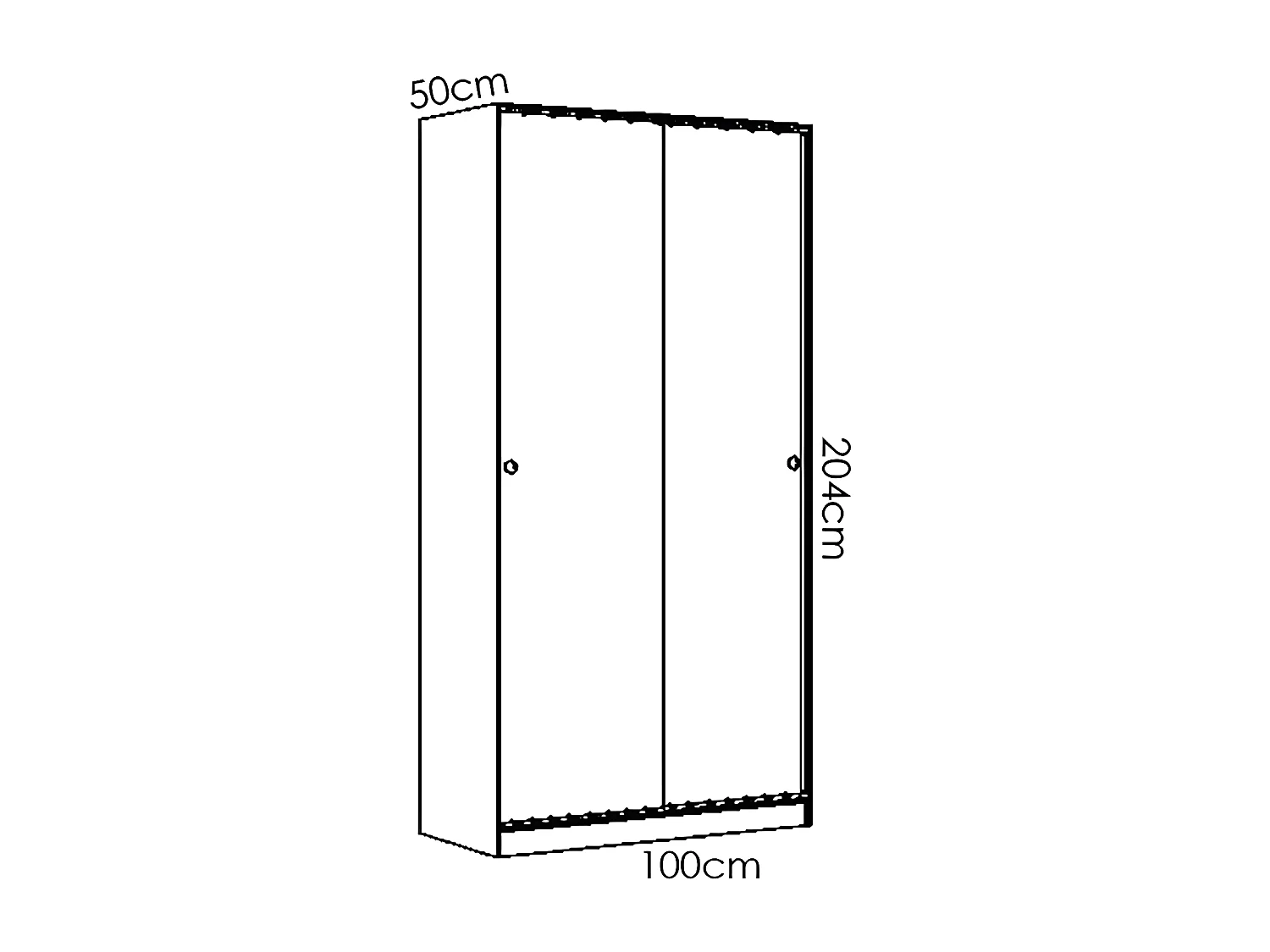 Armoire à portes coulissantes coloris naturel - Longueur 100 x Profondeur 50 x Hauteur 204 cm