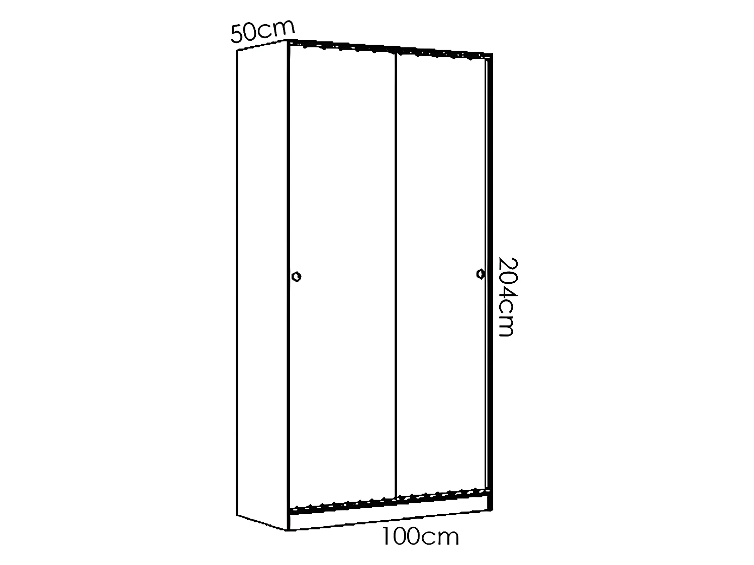 Armoire à portes coulissantes coloris naturel - Longueur 100 x Profondeur 50 x Hauteur 204 cm