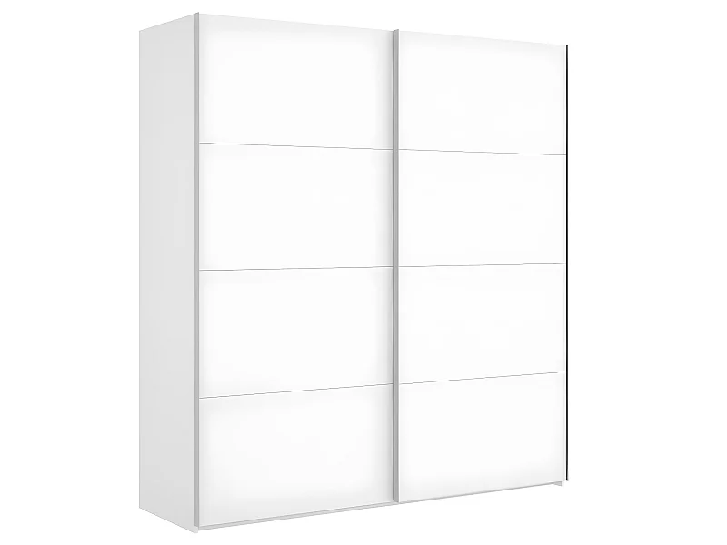 Armoire à portes coulissantes coloris blanc brillant - Longueur 180 x Profondeur 65 x Hauteur 204 cm