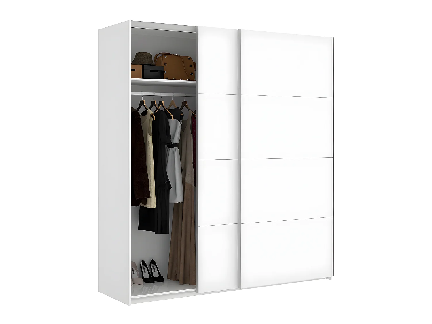 Armoire à portes coulissantes coloris blanc brillant - Longueur 180 x Profondeur 65 x Hauteur 204 cm