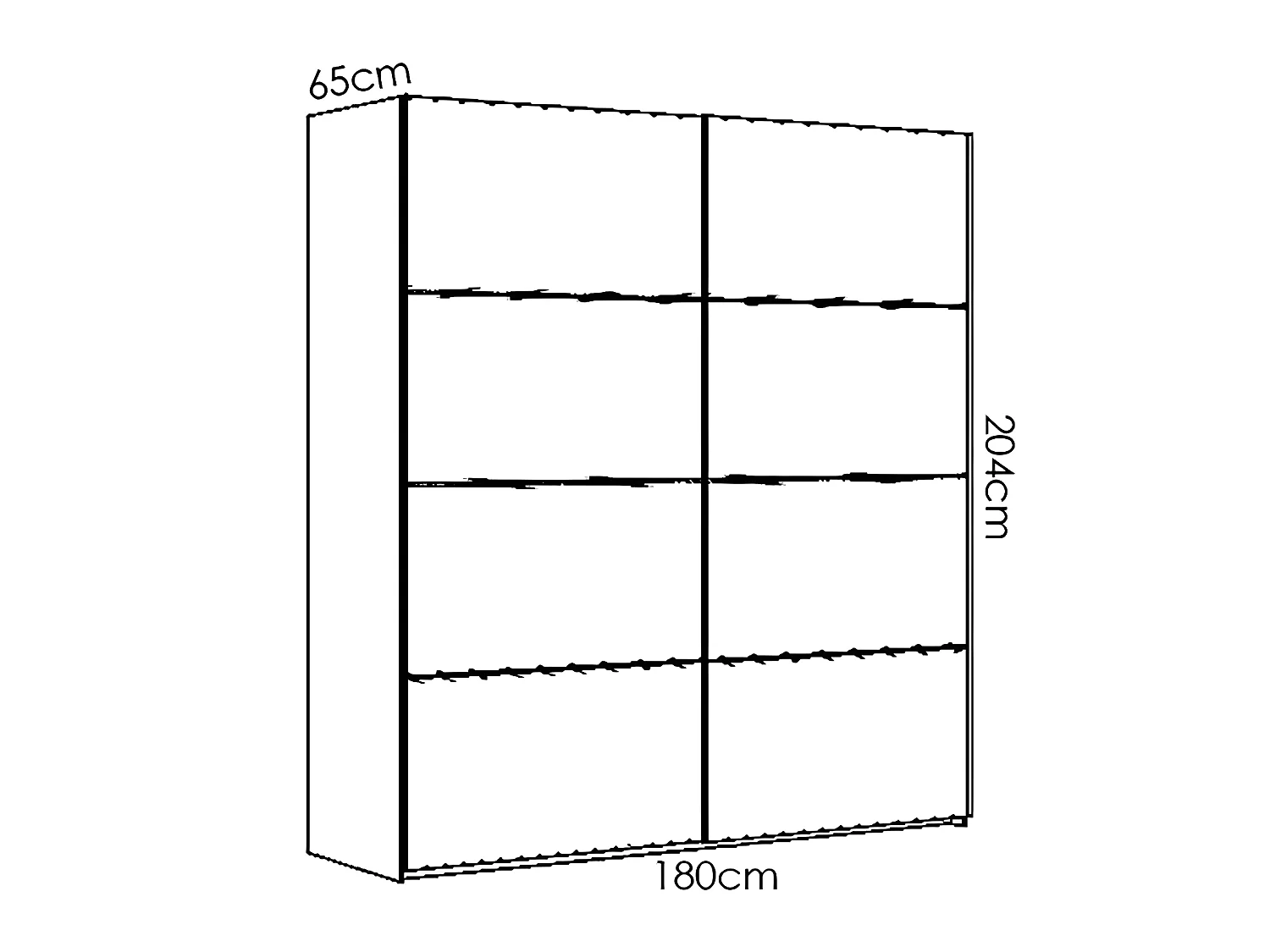 Armoire à portes coulissantes coloris blanc brillant - Longueur 180 x Profondeur 65 x Hauteur 204 cm