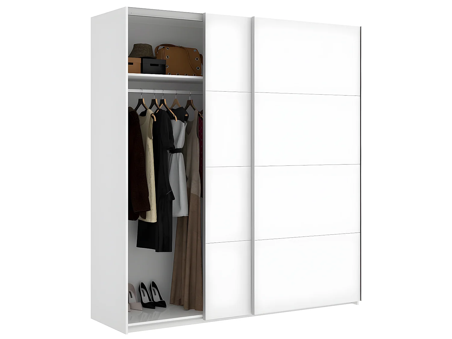 Armoire à portes coulissantes coloris blanc brillant - Longueur 180 x Profondeur 65 x Hauteur 204 cm