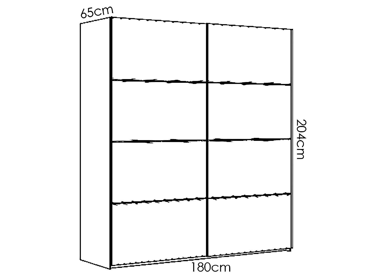 Armoire à portes coulissantes coloris blanc brillant - Longueur 180 x Profondeur 65 x Hauteur 204 cm