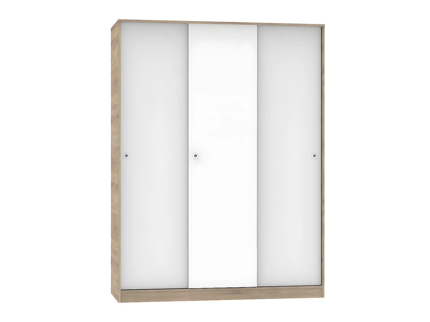 Armoire avec 3 portes coulissantes coloris Cambrian/Blanc - Hauteur 200 x Longueur 150 x Profondeur 55 cm