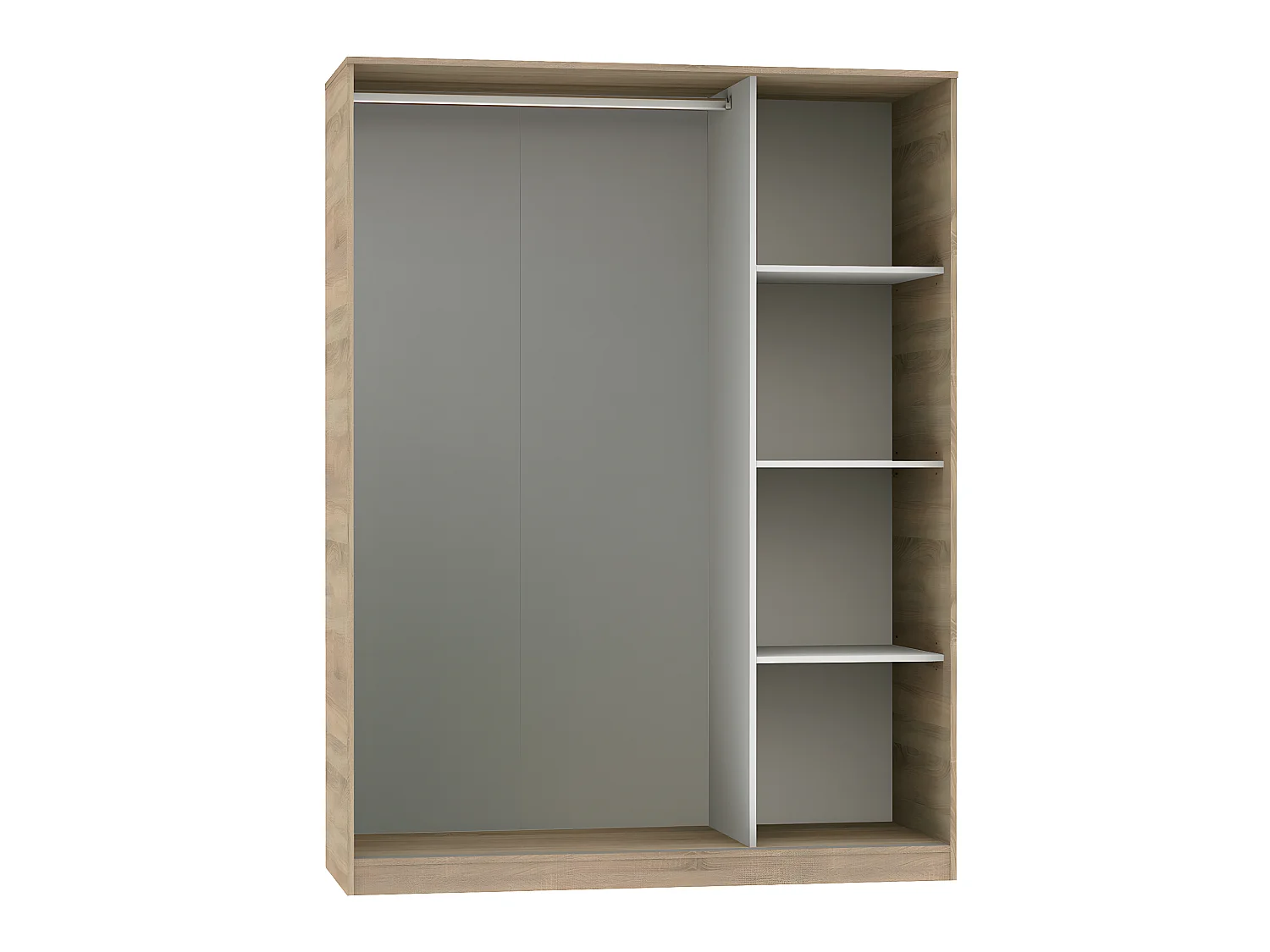 Armoire avec 3 portes coulissantes coloris Cambrian/Blanc - Hauteur 200 x Longueur 150 x Profondeur 55 cm