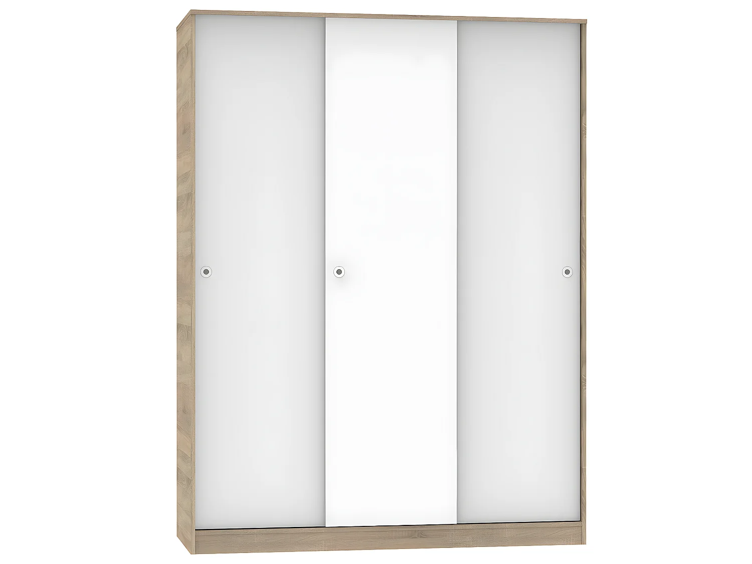 Armoire avec 3 portes coulissantes coloris Cambrian/Blanc - Hauteur 200 x Longueur 150 x Profondeur 55 cm