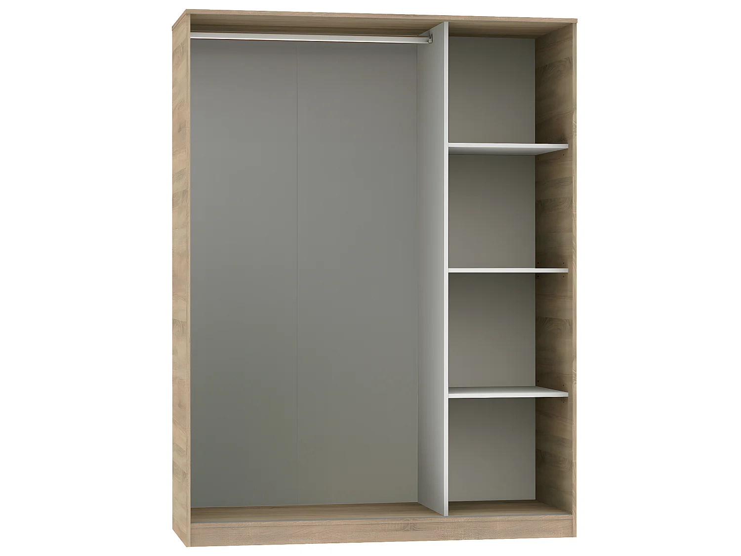 Armoire avec 3 portes coulissantes coloris Cambrian/Blanc - Hauteur 200 x Longueur 150 x Profondeur 55 cm