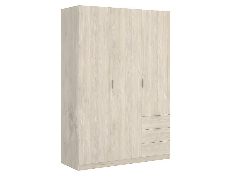 Armoire placard meuble de rangement coloris naturel - Longueur 121 x Profondeur 52 x Hauteur 184 cm