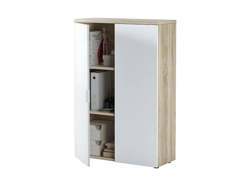 Armoire de rangement bureau avec 2 portes - Dim : 119 x 80 x 33 cm -PEGANE