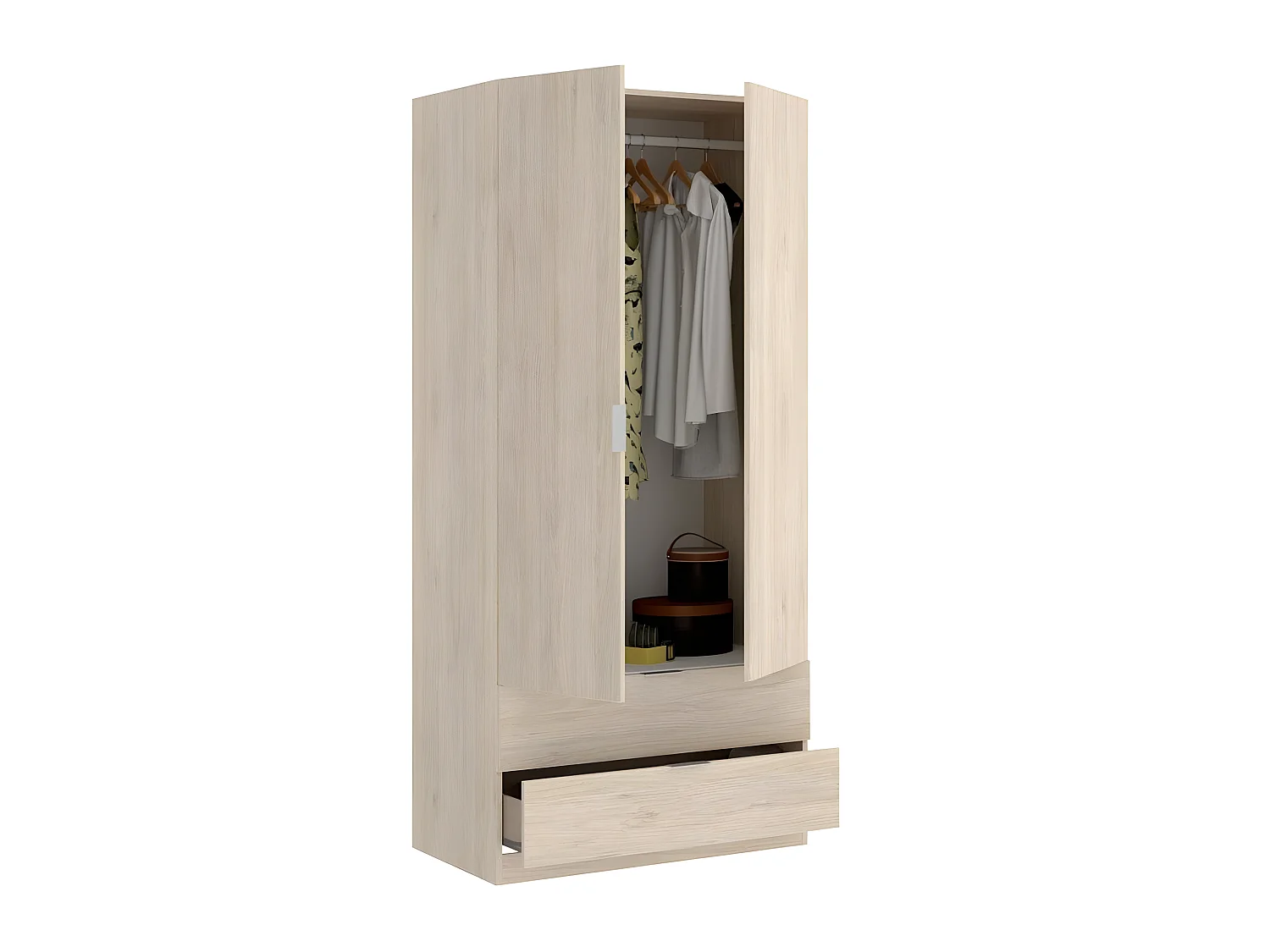 Armoire placard meuble de rangement coloris naturel - Longueur 81 x Hauteur 184 x Profondeur 52 cm