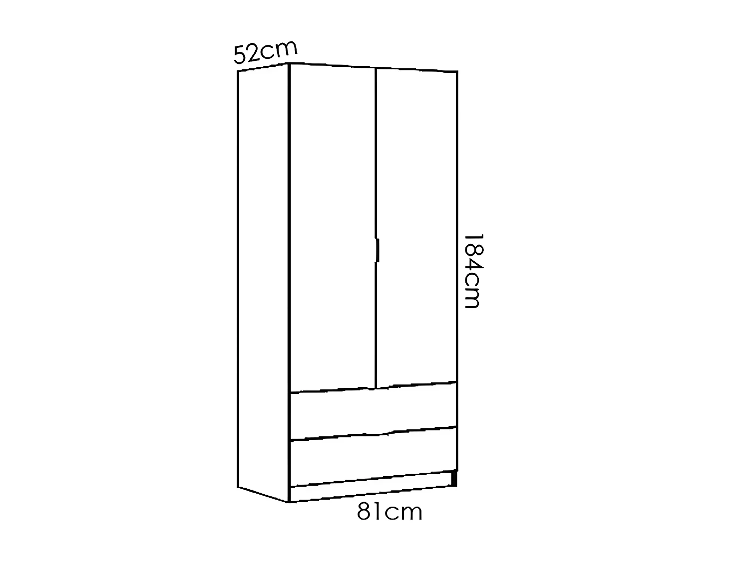 Armoire placard meuble de rangement coloris naturel - Longueur 81 x Hauteur 184 x Profondeur 52 cm