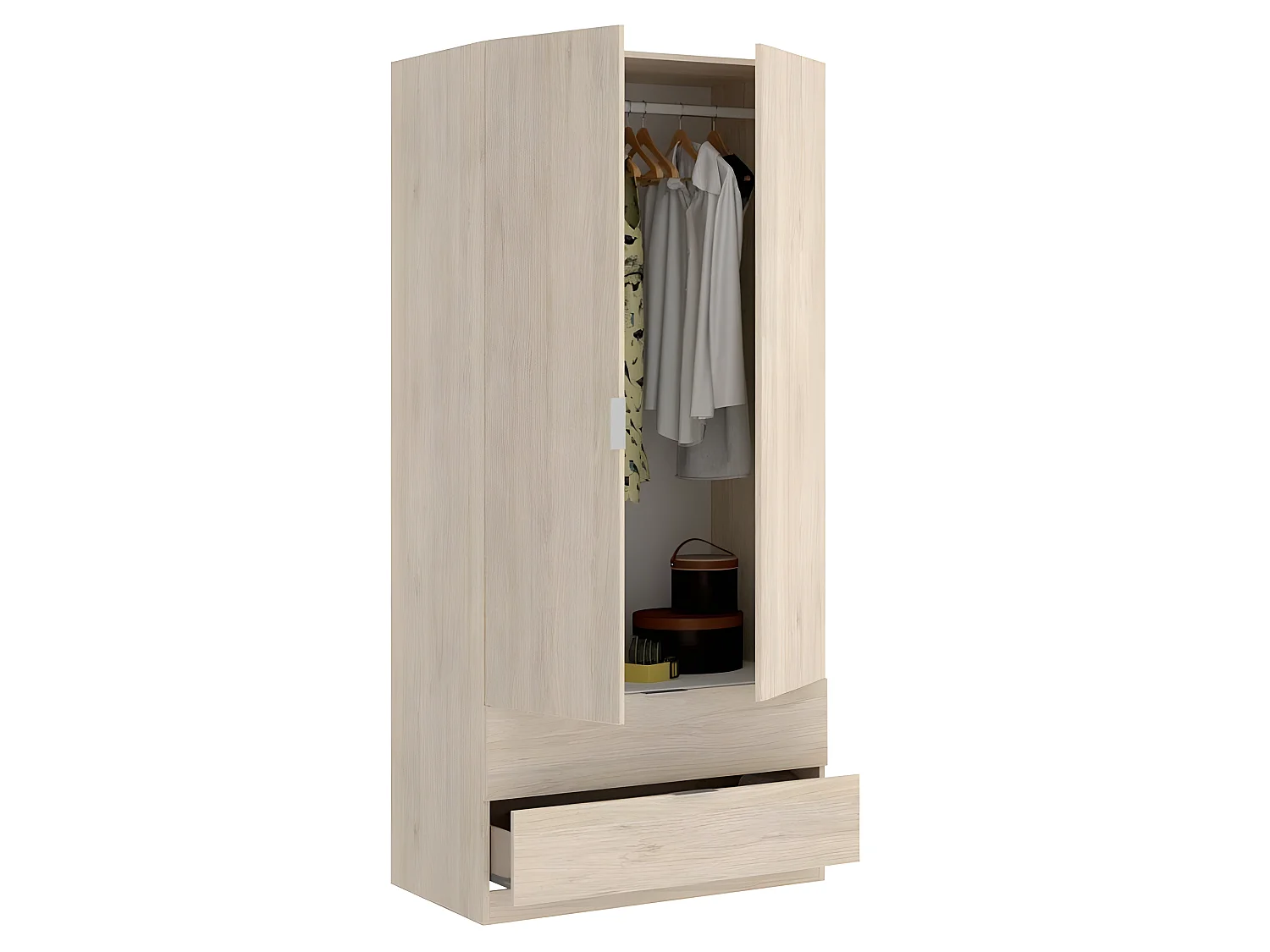 Armoire placard meuble de rangement coloris naturel - Longueur 81 x Hauteur 184 x Profondeur 52 cm