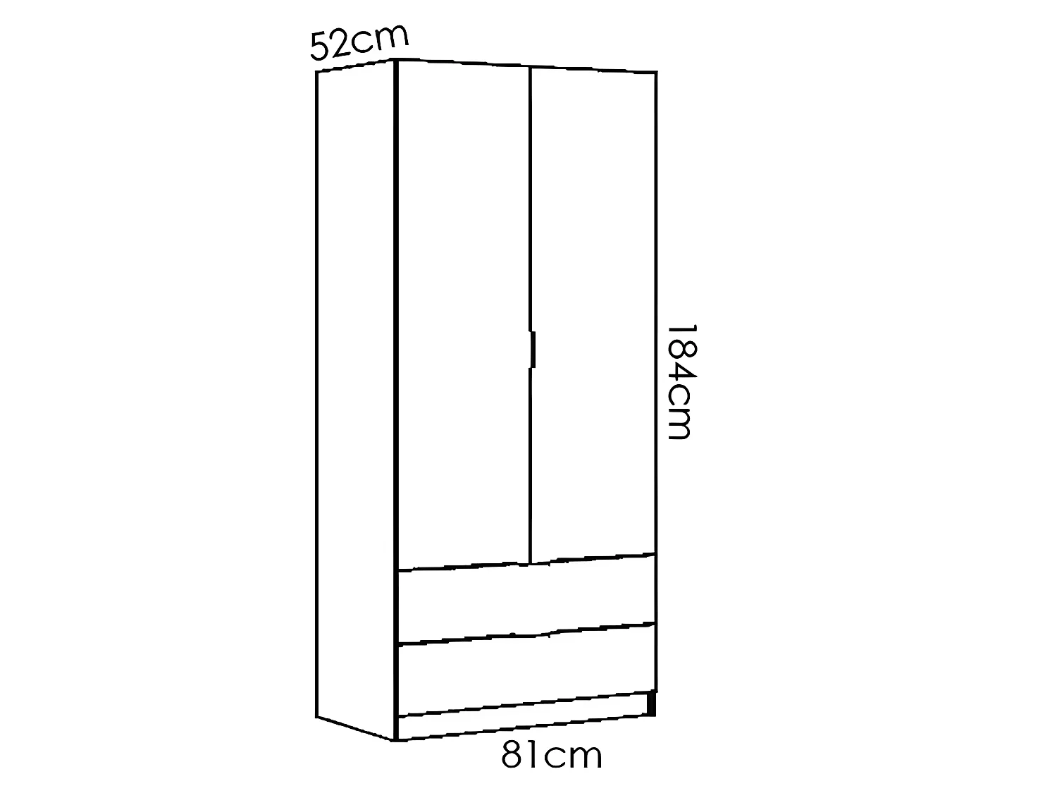 Armoire placard meuble de rangement coloris naturel - Longueur 81 x Hauteur 184 x Profondeur 52 cm