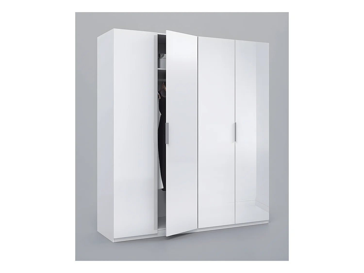 Armoire avec 4 portes coloris blanc en bois - Dim : H200 x L180 x P52 cm