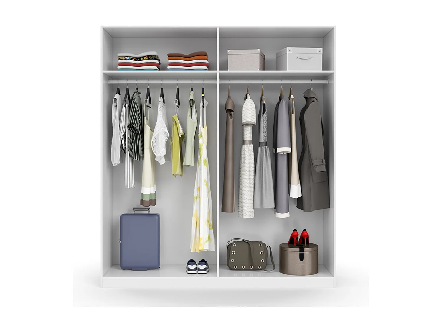 Armoire avec 4 portes coloris blanc en bois - Dim : H200 x L180 x P52 cm
