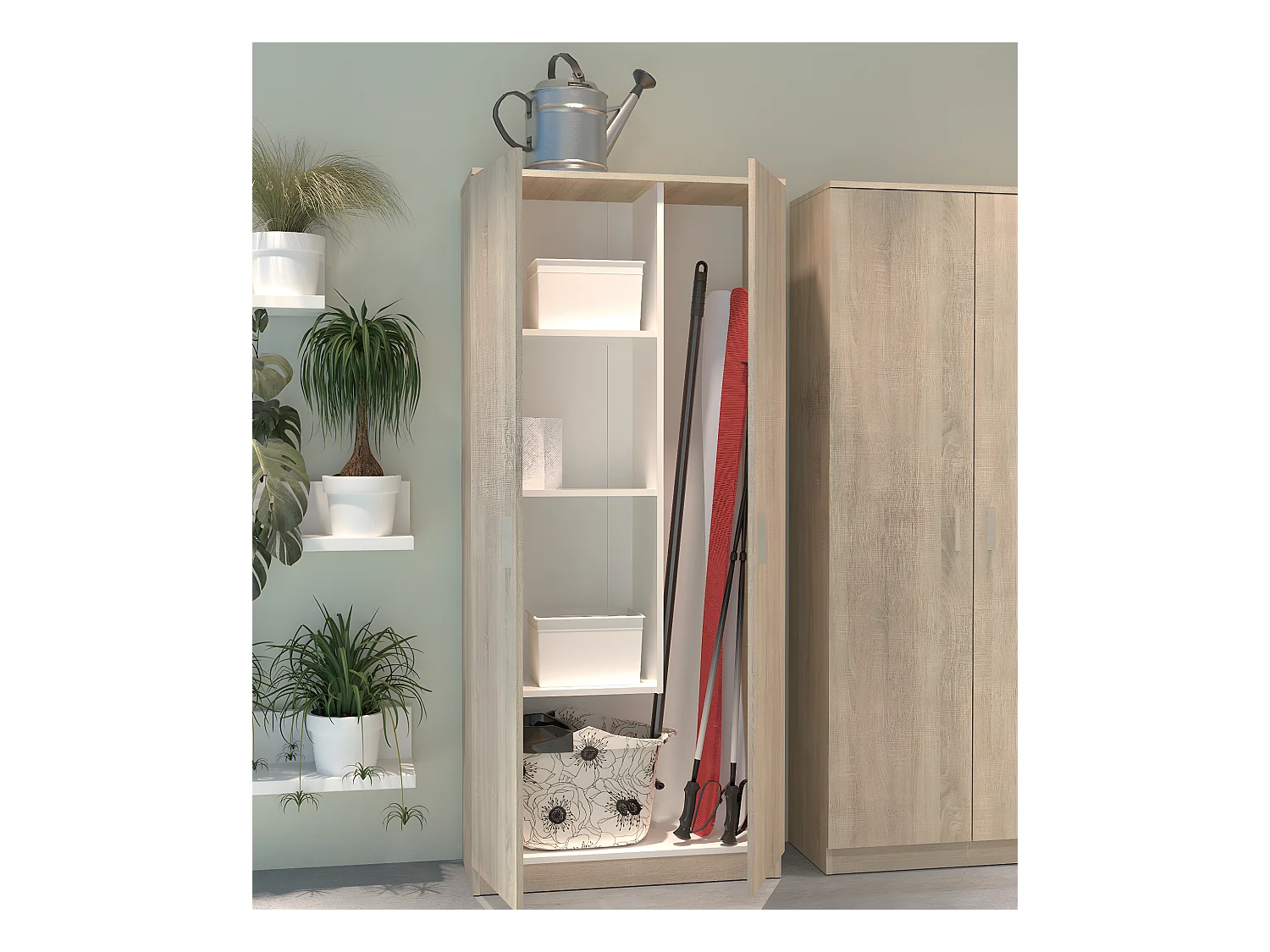 Armoire / meuble de rangement coloris Cambrian - Hauteur 180 x Longueur 80 x Profondeur 35 cm