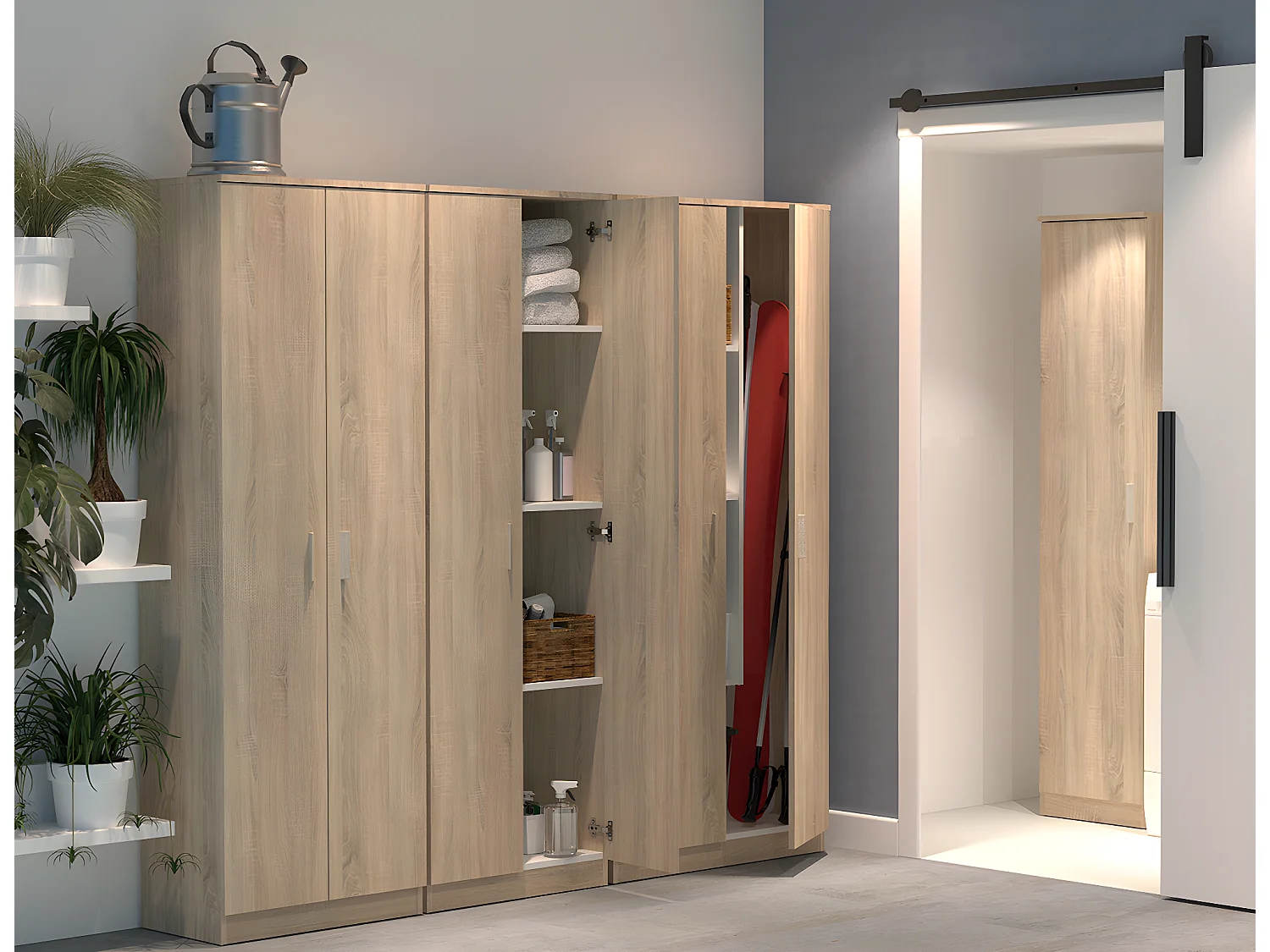 Armoire / meuble de rangement coloris Cambrian - Hauteur 180 x Longueur 80 x Profondeur 35 cm