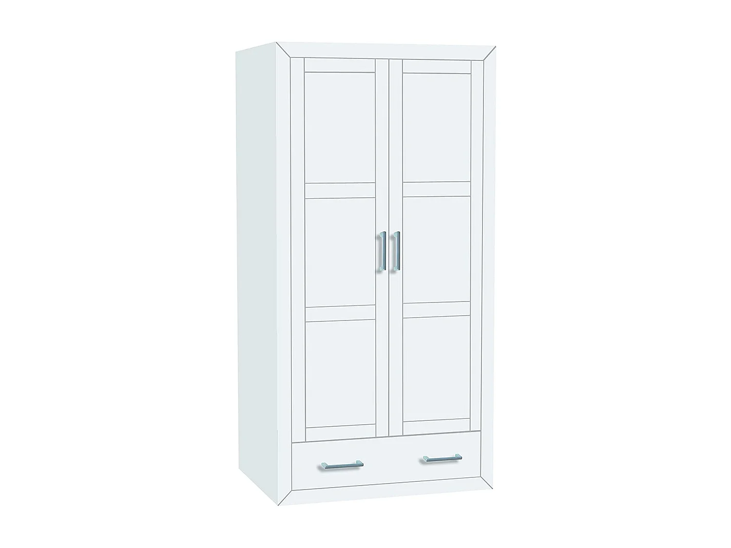 Placard Armoire meuble de rangement en MDF et pin massif laqué blanc - Longueur 105 x Profondeur 55 x Hauteur 200 cm