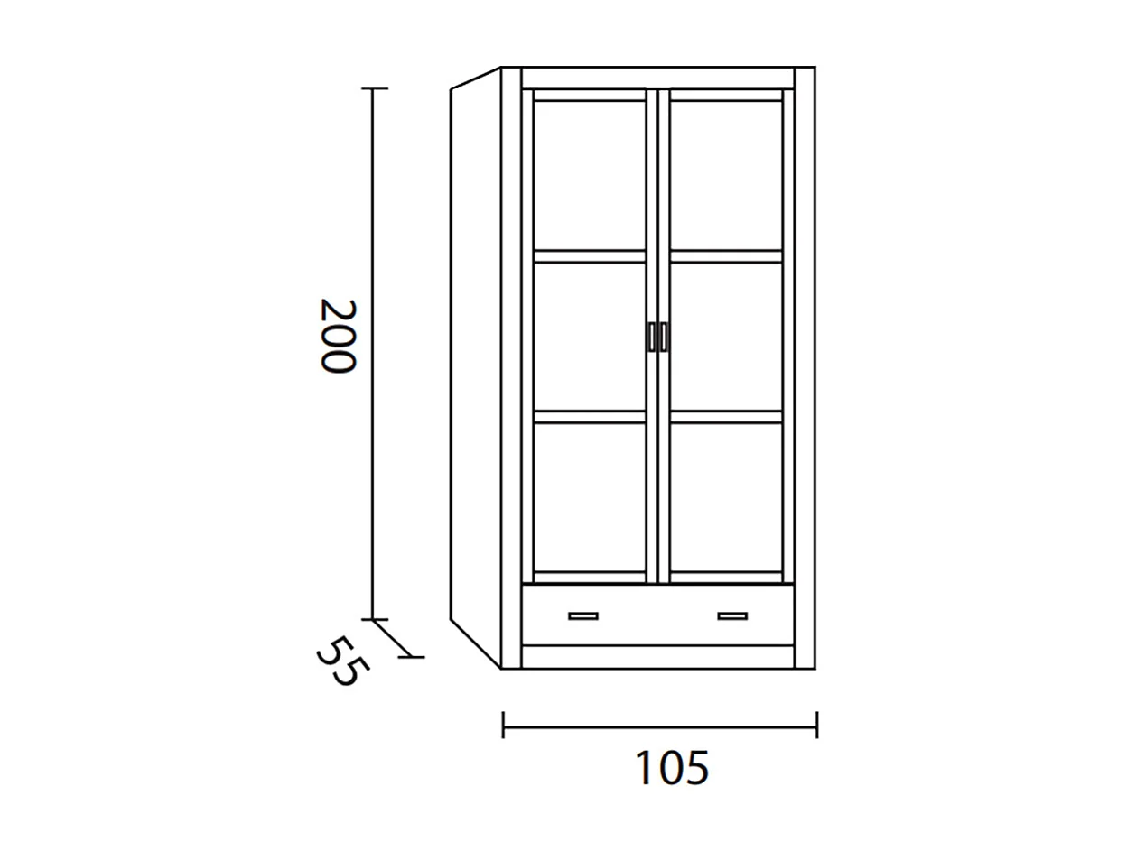 Placard Armoire meuble de rangement en MDF et pin massif laqué blanc - Longueur 105 x Profondeur 55 x Hauteur 200 cm