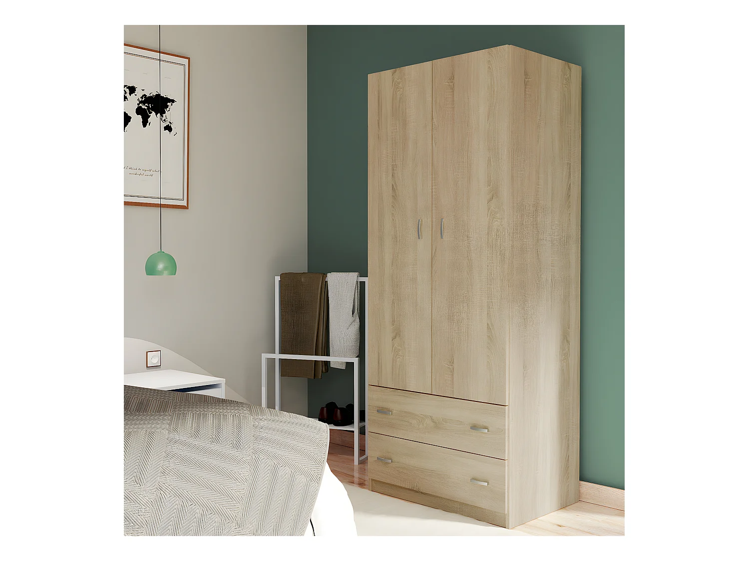 Armoire placard / meuble de rangement coloris Cambrian - Hauteur 180 x Longueur 74 x Profondeur 50 cm