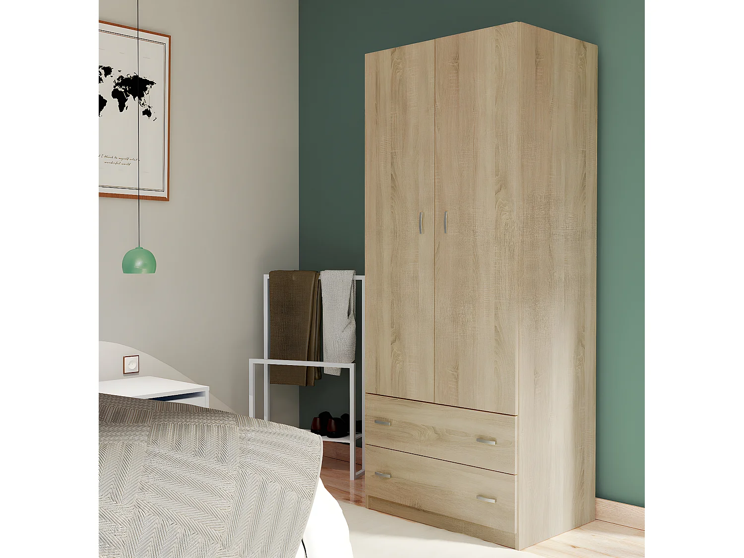 Armoire placard / meuble de rangement coloris Cambrian - Hauteur 180 x Longueur 74 x Profondeur 50 cm