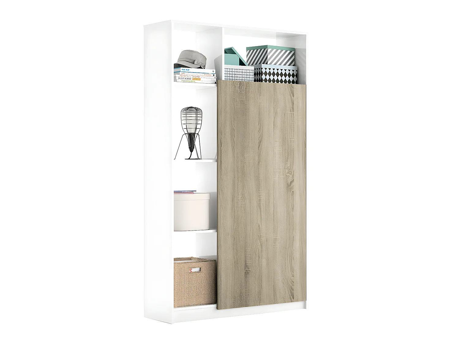 Armoire / meuble de rangement coloris blanc brillant / cambrian - Hauteur 180 x Longueur 100 x Profondeur 35 cm