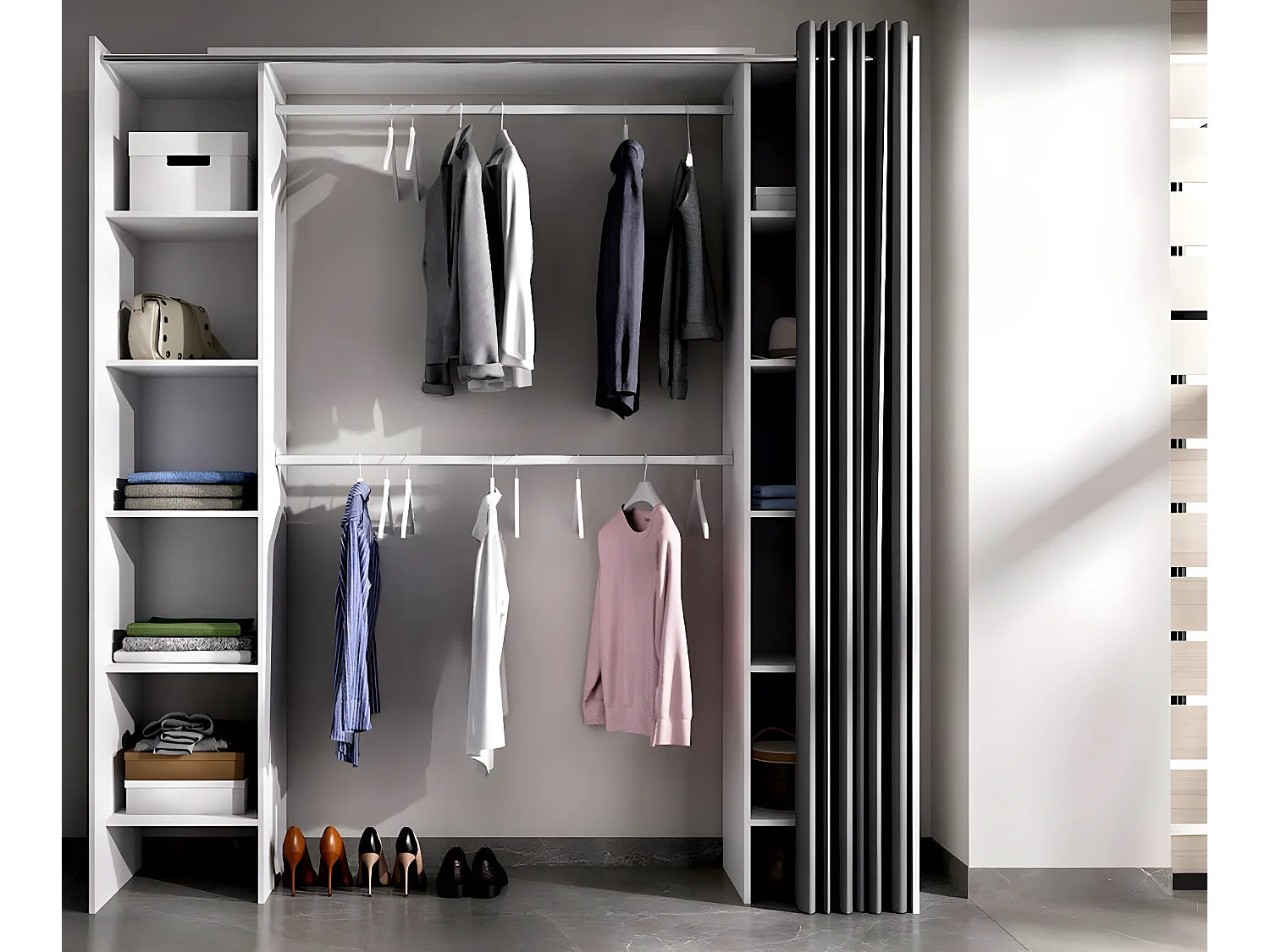 Armoire placard extensible coloris blanc - Longueur 110-180 x Hauteur 205 x Profondeur 50 cm