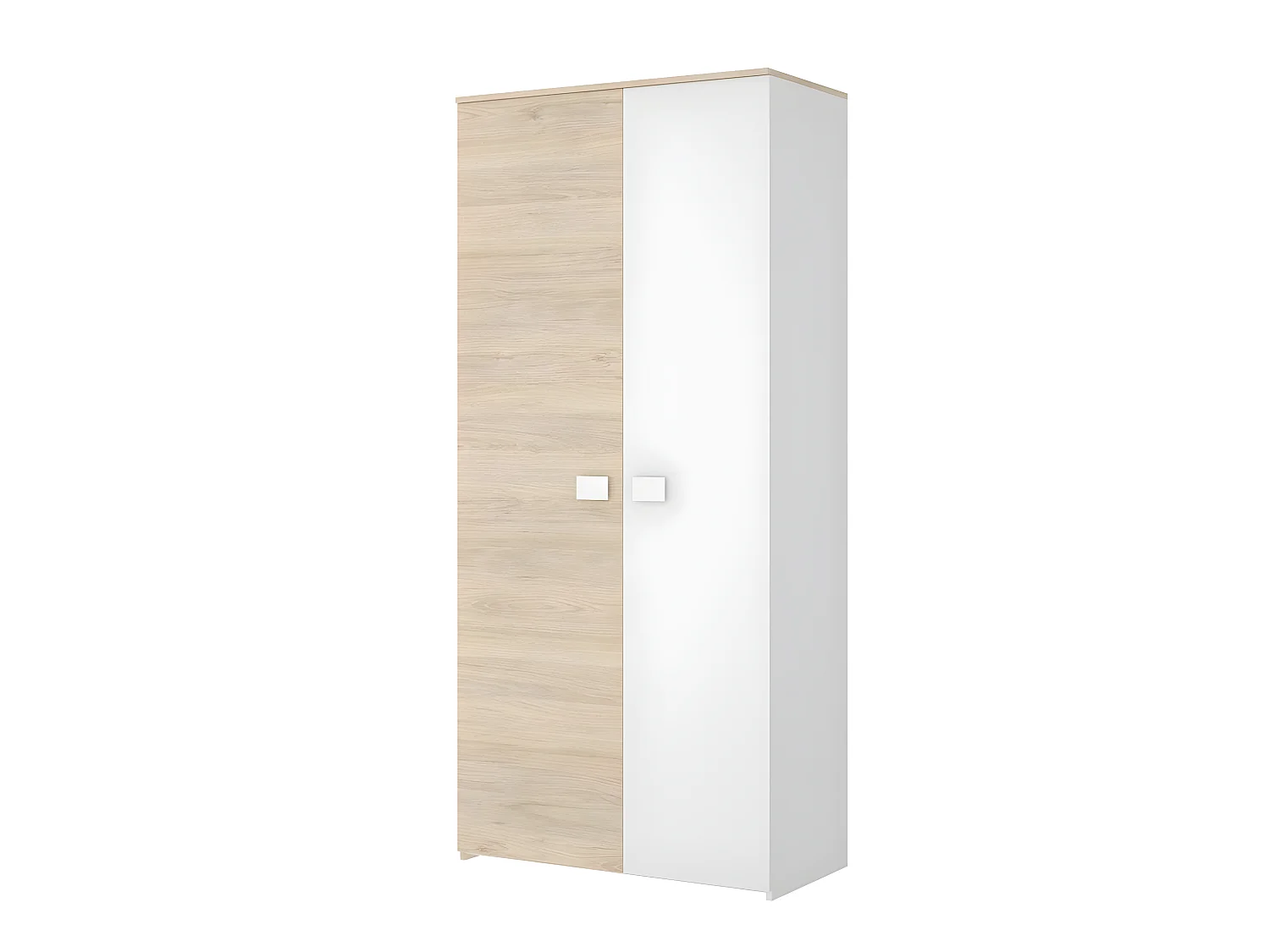 Armoire placard meuble de rangement coloris blanc - Longueur 90 x Profondeur 52 x Hauteur 205 cm