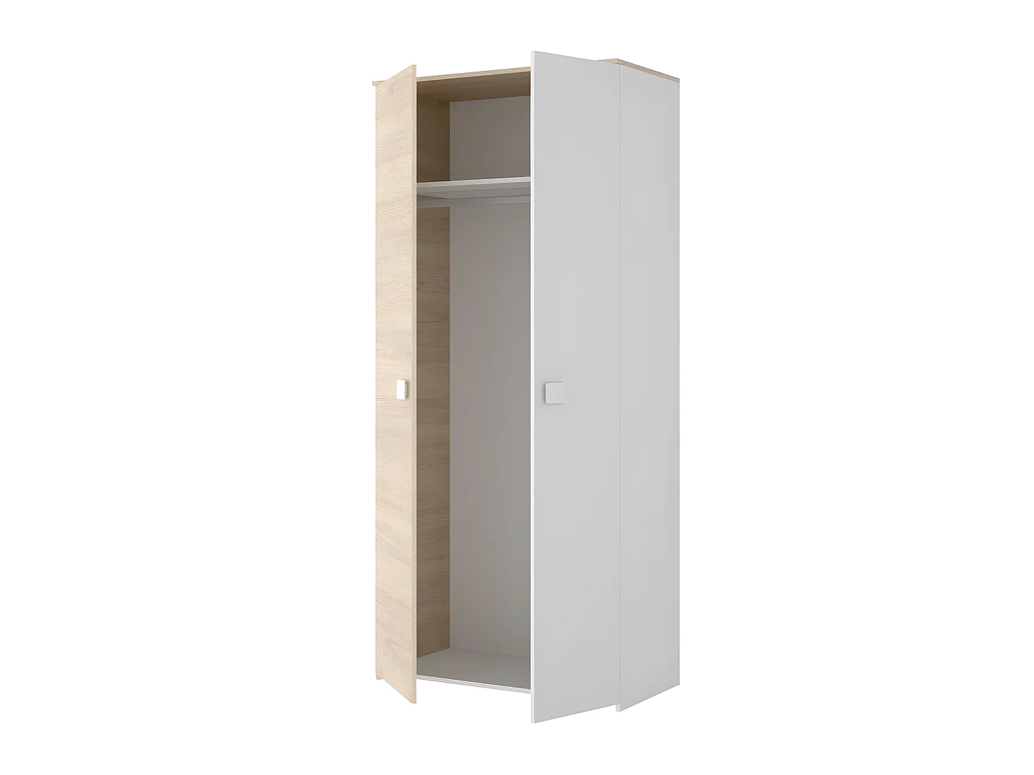 Armoire placard meuble de rangement coloris blanc - Longueur 90 x Profondeur 52 x Hauteur 205 cm