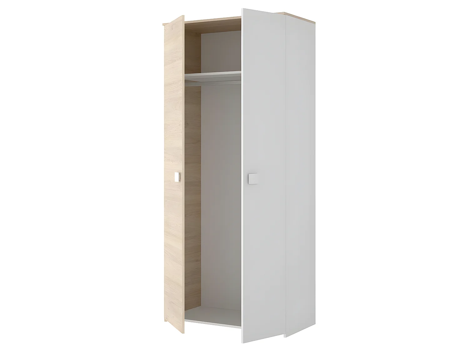 Armoire placard meuble de rangement coloris blanc - Longueur 90 x Profondeur 52 x Hauteur 205 cm