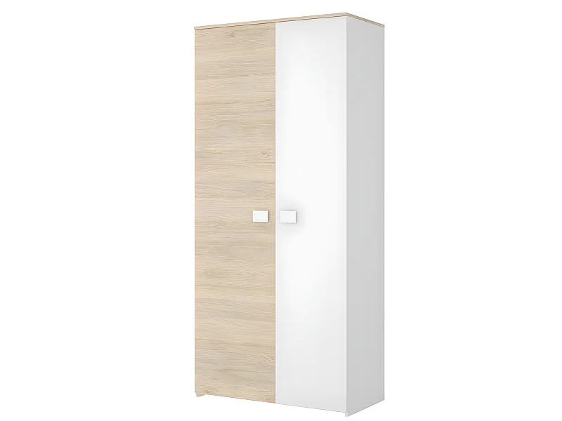 Armoire placard meuble de rangement coloris blanc - Longueur 90 x Profondeur 52 x Hauteur 205 cm