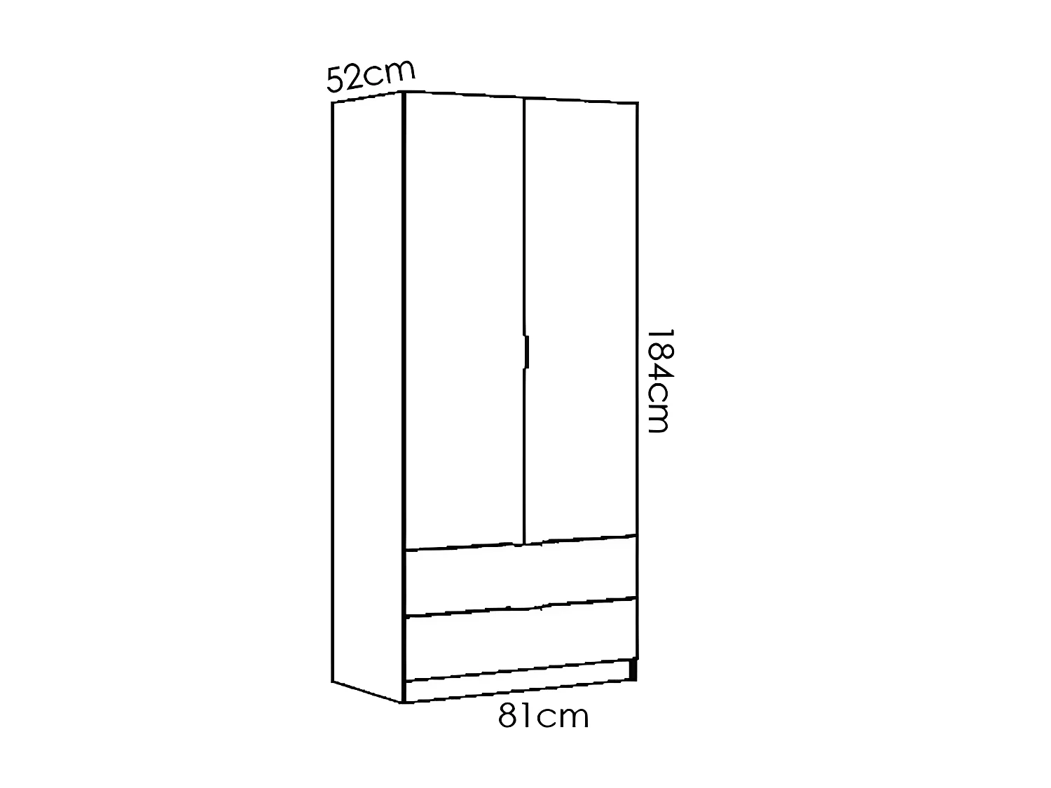 Armoire placard meuble de rangement coloris blanc - Longueur 81 x Hauteur 184 x Profondeur 52 cm