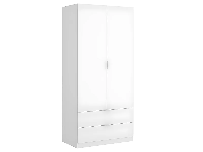 Armoire placard meuble de rangement coloris blanc - Longueur 81 x Hauteur 184 x Profondeur 52 cm