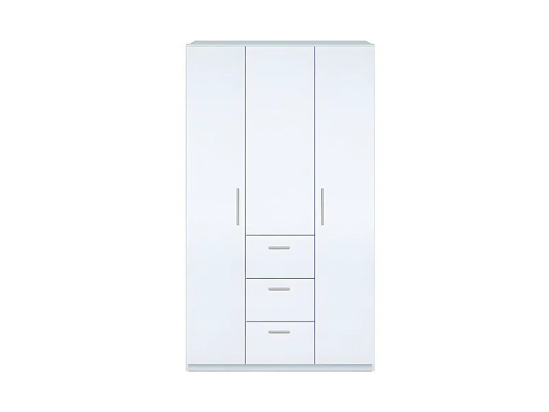 Armoire avec 3 portes coloris Blanc en mélamine - Dim : 203 x 117 x 52 cm