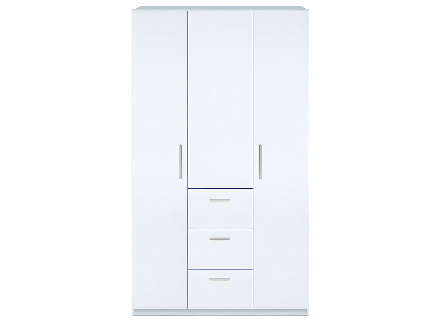 Armoire avec 3 portes coloris Blanc en mélamine - Dim : 203 x 117 x 52 cm