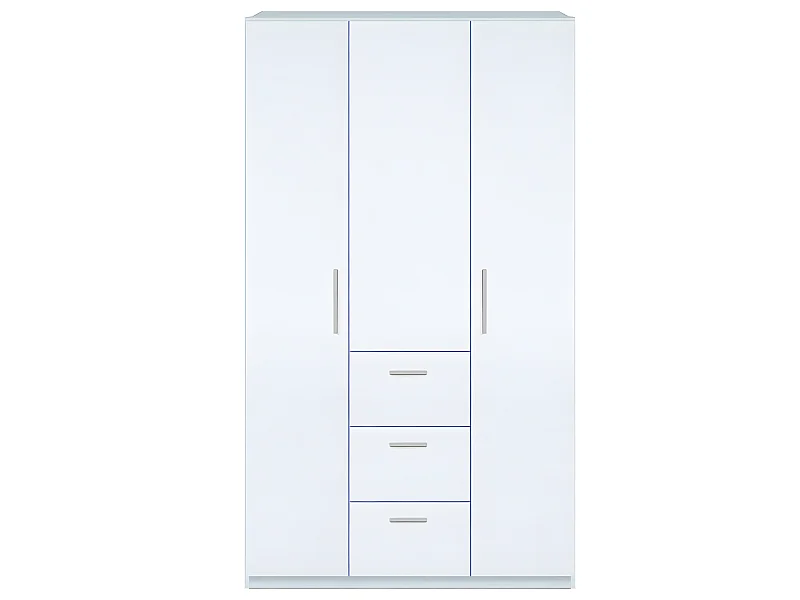 Armoire avec 3 portes coloris Blanc en mélamine - Dim : 203 x 117 x 52 cm