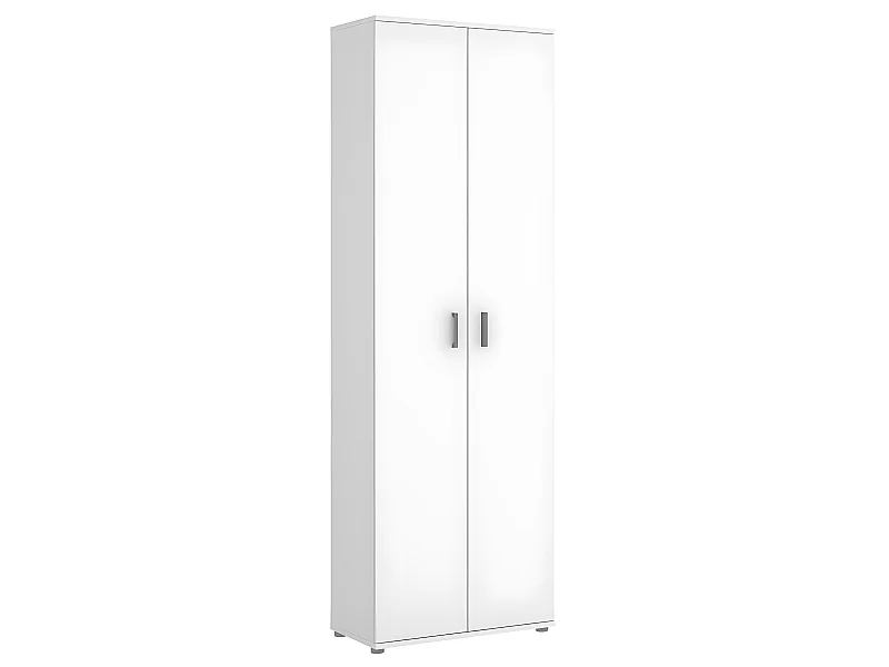 Armoire de rangement 2 portes coloris blanc - Longueur 61 x Profondeur 35 x Hauteur 190 cm