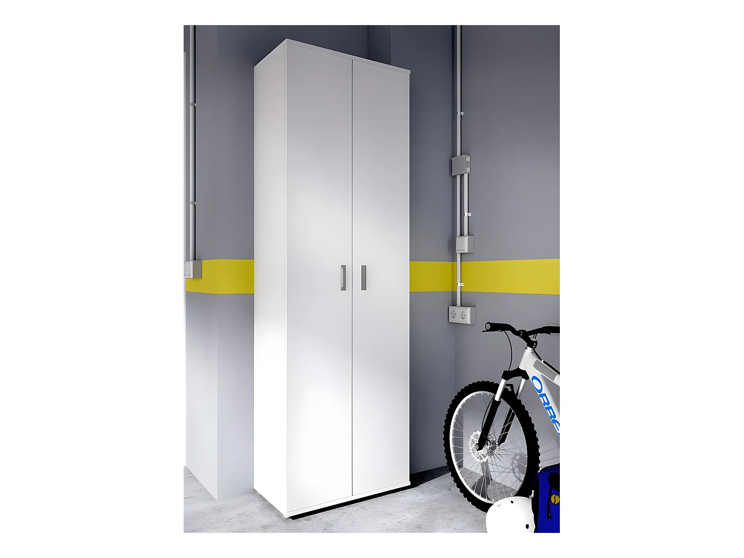 Armoire de rangement 2 portes coloris blanc - Longueur 61 x Profondeur 35 x Hauteur 190 cm