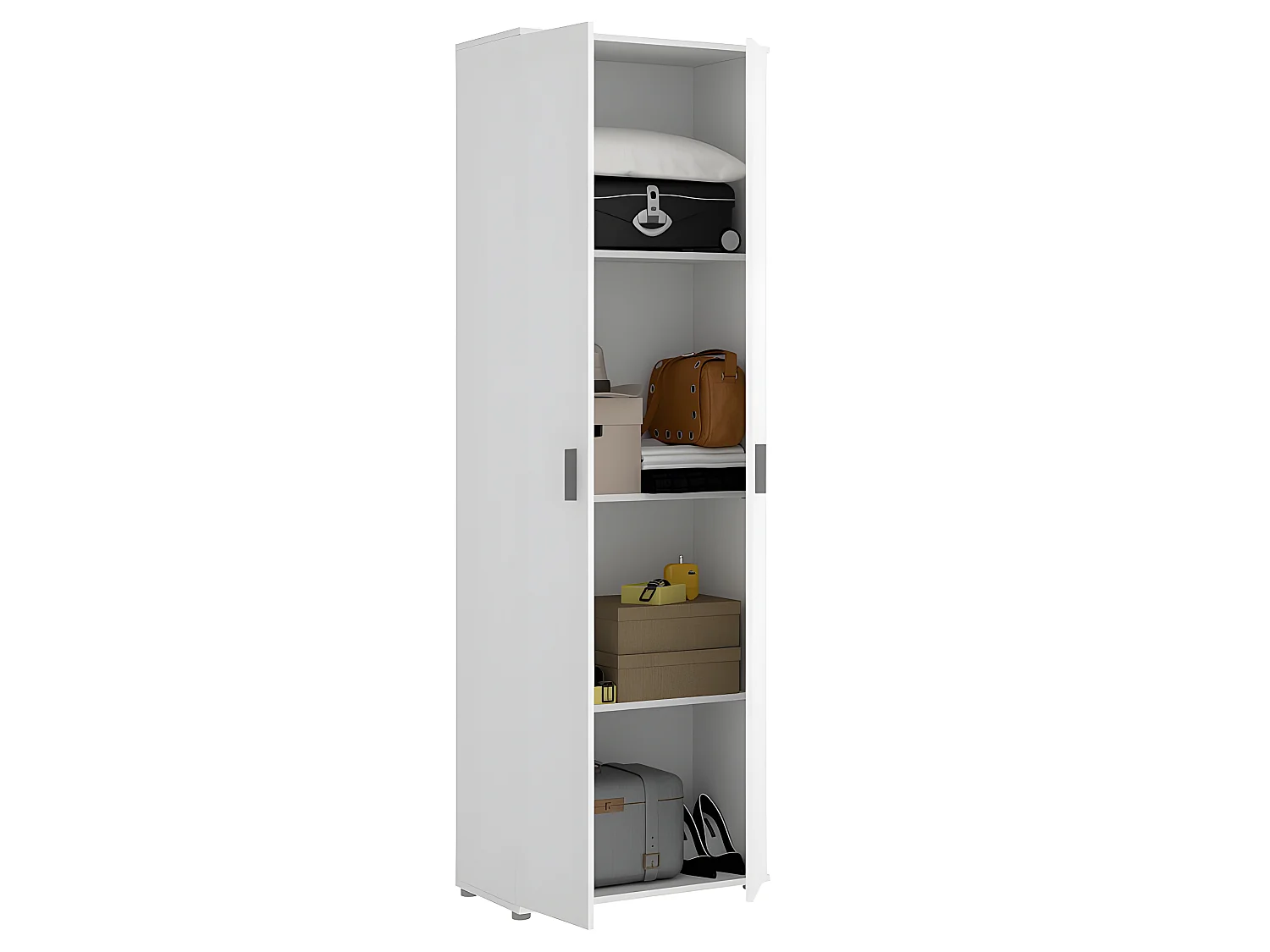 Armoire de rangement 2 portes coloris blanc - Longueur 61 x Profondeur 35 x Hauteur 190 cm