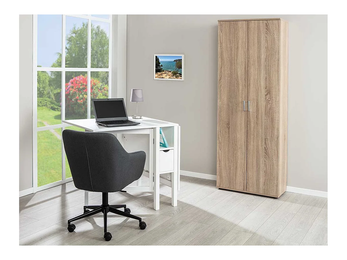 Armoire, meuble de rangement multifonctions en bois coloris imitation Chêne sonoma  - longueur 70 x profondeur 34 x hauteur 189 cm