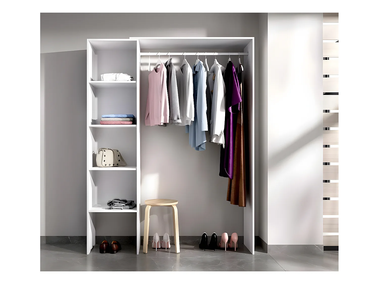 Armoire placard extensible coloris blanc - 140-110x40x187cm