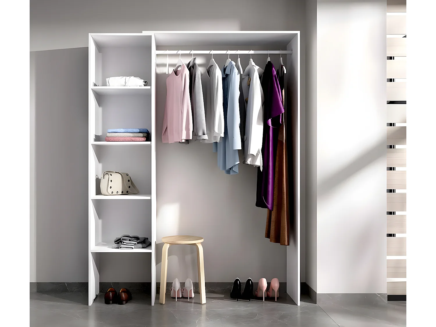 Armoire placard extensible coloris blanc - 140-110x40x187cm