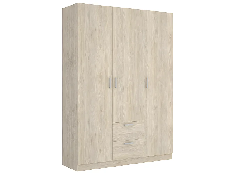 Armoire placard meuble de rangement coloris naturel - Longueur 150 x Profondeur 52 x Hauteur 215 cm