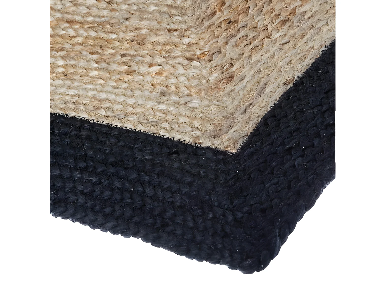 Tapis en jute coloris naturel / noir - L. 170 x l. 120 cm