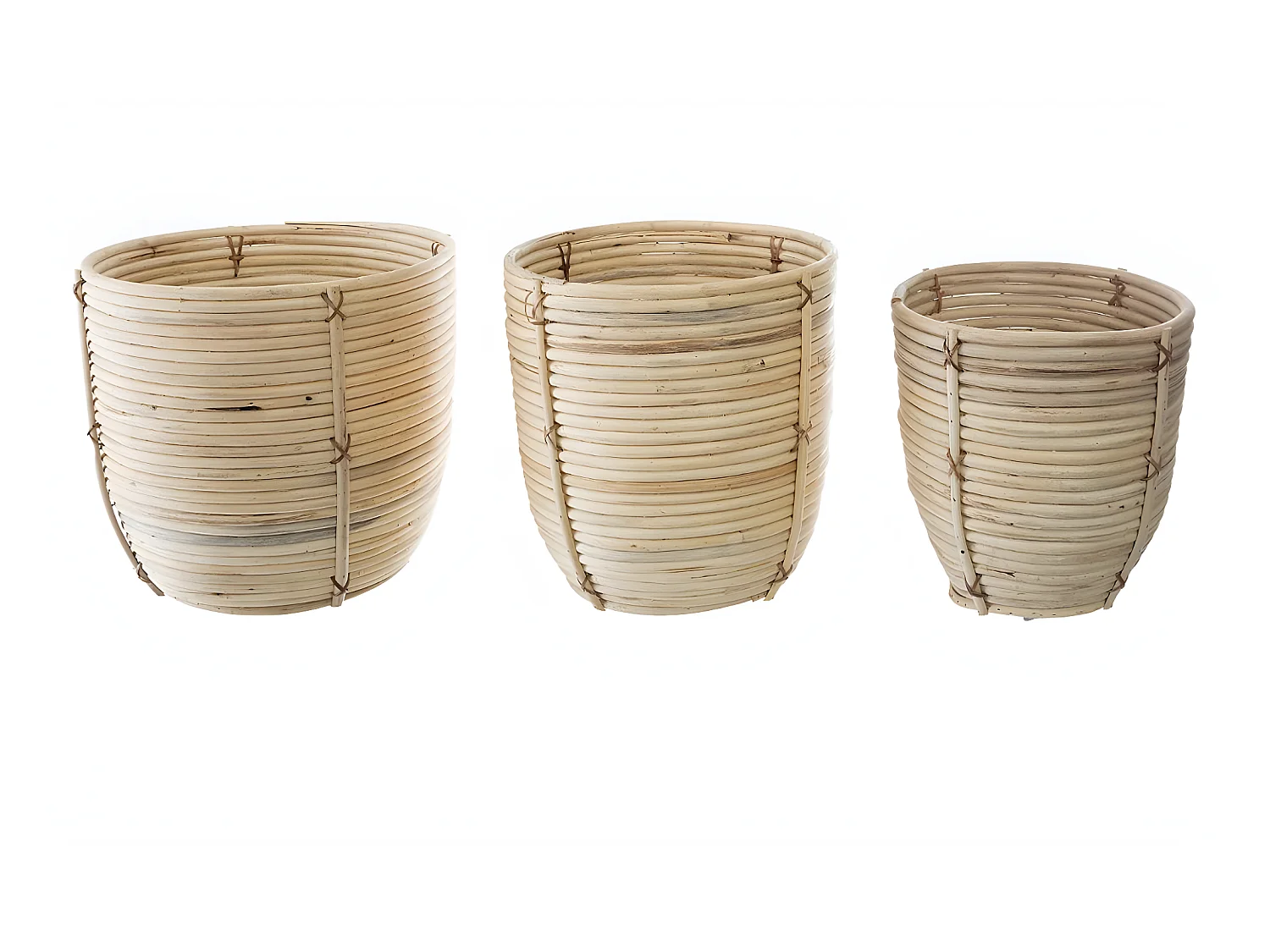 Lot de 3 pots en rotin coloris naturel
